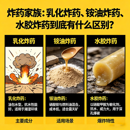 曲江炸药家族：乳化炸药、铵油炸药、水胶炸药到底有什么区别？